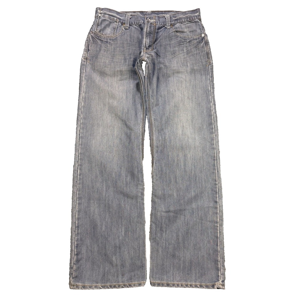 Levis 514 Jeans Men 36x32 Lt Blue Flap Pocket Triple Stitch Whiskered Denim Rare
